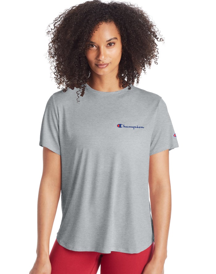 Camiseta Champion Mujer - Classic Script Logo ( Gris ) 1603428-ZR